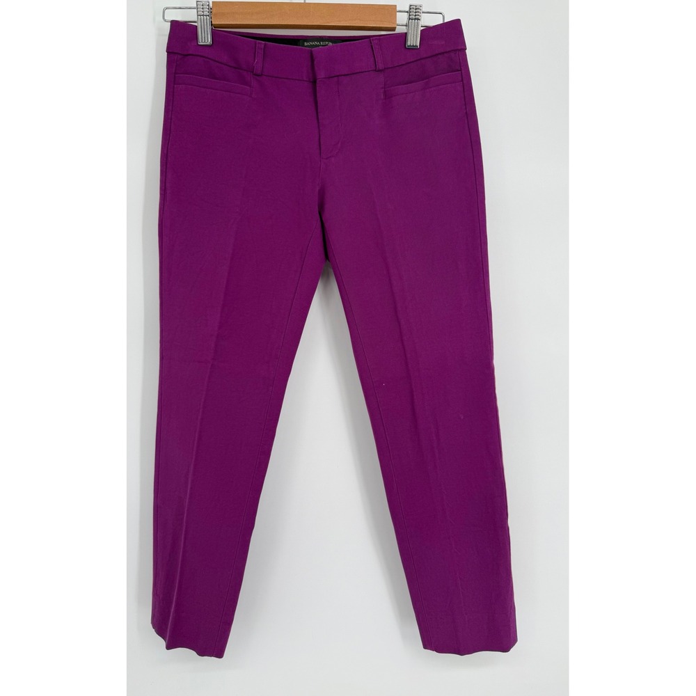 Banana Republic Sloan Purple Ankle Pants Womens Sz 0 Slim Fit Stretch Trousers
